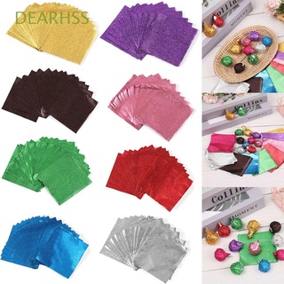 DEARHSS 100 pcs Metal Embossing Package Paper Candy Wrapping Paper Aluminum Foil Sewing Color Wedding Party Supplies Baking Tin Food Decoration Candy Chocolate/Multicolor