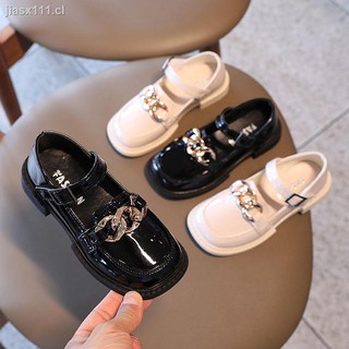 Las Niñas Zapatos De La Princesa 2021 Primavera Y Otoño Nuevo Negro Pequeño Cuero Estilo Británico Suela Suave Los Niños s Solo Verano (1)