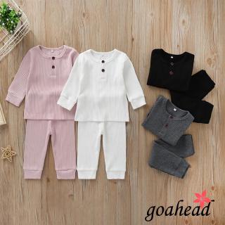 GOAAutumn bebé recién nacido niño niña Color sólido de punto ropa de algodón manga larga
