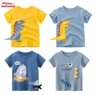 Hw 3Y niños verano patrones únicos camiseta de dibujos animados 3D dinosaurio diseño Tops algodón suave ropa de verano