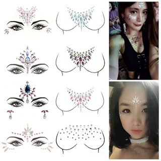 joyas de la cara festival ropa pegatinas cara 8 conjuntos cuerpo purpurina gemas decoración de fiesta diamantes de imitación máscara rave diy tatuajes temporales