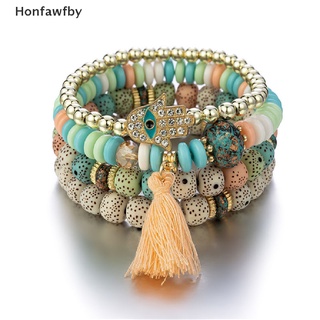 Honfawfby Bohemian Ethnic Women Bracelet Fashion Jewelry Tassel Beaded Bracelet Bangles Summer Vacation Jewelry Gift *Hot Sale