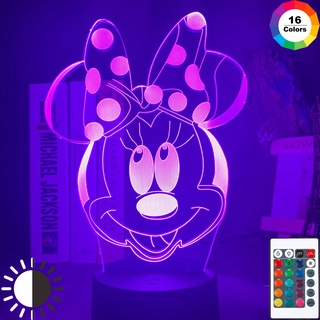 Luz Led De cabeza De anime Minnie Mouse luz nocturna Jagermeister 16 colores Sensor táctil USB