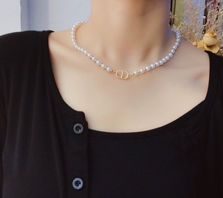 Dior collar con cadena De perlas para mujer (8)