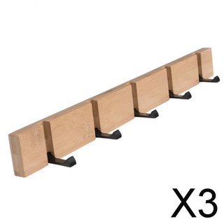 [Shiwaki3] 3 ganchos de madera plegables montados en la pared, ropa, toalla, naturaleza, 5 ganchos