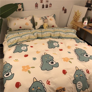 ✨La vida❤️Boutique ⚡De dibujos animados lindo dinosaurio de cuatro piezas conjunto de lavado de algodón de los niños de los niños de la ropa de cama edredón cubierta dormitorio de tres piezas de ropa de cama 4