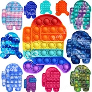 Nuevo arco iris Push Pops burbuja juguete Anti-estrés Pop It Fidget juguetes HE