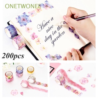 ONETWONEE 200PCS DIY Masking Tape Decorative Sticky Paper Flower Petals Tape Sticker Stylish Sakura Adhesive Scrapbooking
