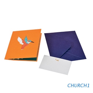 CHURCH 3D Pop-Up Hummingbird Greeting Card for Birthday Children's Day with Envelope