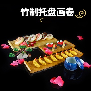 Rollos japoneses, bandeja de bambú, comida fría, té, bandeja sagrada, bandeja de té, snack de frutas, pantalla buffet, sartén plana, estilo caliente (1)