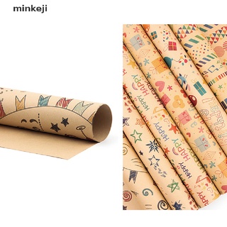 mkji - juego de papel kraft retro de navidad, papel de regalo de navidad. (6)