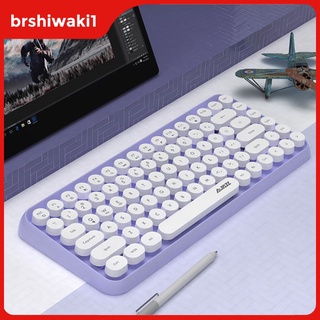 [BRSHIWAKI1] Teclado inalámbrico Bluetooth de 84 teclas con teclas redondas hermosas retro teclado ergonómico cómodo para mquina de