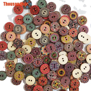 [Thousandhot] 50/100 pzs botones Retro de madera/accesorios de artesanía/decoración (7)