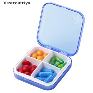 [Vasttrtyu] 4 Grids Pill Box Mini Medicine Tablet Week Pill Case Medicine Tablet Dispenser .