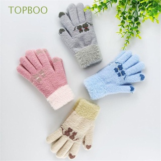TOPBOO Fashion Thicken Gloves Protable with Heart Cute Cats Full Finger Mittens Thick Warm Unisex Children Winter Autumn Boys Girl Kids Gloves/Multicolor