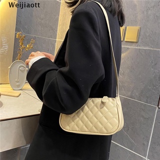 [Wei] Retro Baguette bolso mujer PU bolso de hombro cadenas de Color sólido axila bolsa de señora bolso (5)