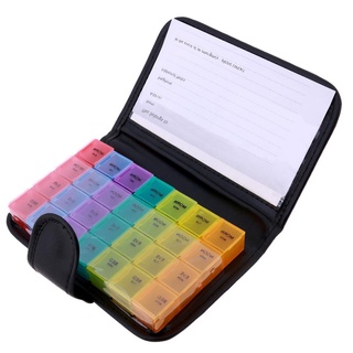 28 rejillas píldoras caja de almacenamiento portátil tablet caramelo medicina titular (arco iris) (1)