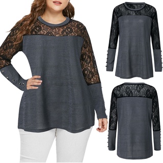 ♀♀ sirolaews.cl Flash Sale Long SleeveWomen Casual Plus Size Long Sleeve O Neck Lace Patchwork T Shirt Top Blouse