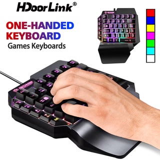 Hdoorlink USB F6 teclado mecánico de una mano RGB retroiluminado portátil Mini teclado de juegos controlador de juego para PC PS4 Xbox Gamer