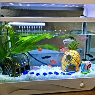 Fupengrui Mini acuario para bob esponja y calamardo casa piña de dibujos animados casa tanque de peces decoración de acuario