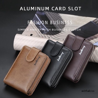 withakiss Men Business Card Holder Bank Credit Cards ID Case Zipper Bag Wallet Organizer