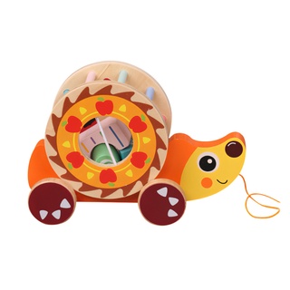 de madera pull juguete de color iluminación niño de madera tire de juguete en forma de cognición walker juguetes de niño pequeño superficie lisa de madera (1)
