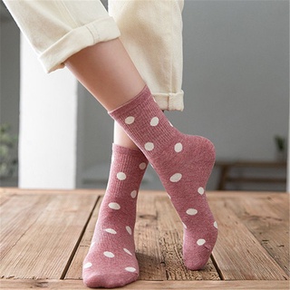 FICIOUS Fashion Medium Tube Socks Japanese College Style Polka Dot Socks Women New Korean Student Hosiery/Multicolor (7)