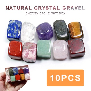 10pcs Natural Chakra Curación Caja De Piedra Pulido Yoga Reiki Cristal Grava Regalo dstoolsVipmall