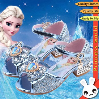 Niños Niña Zapatos Frozen Elsa De Cristal Princesa Sandalias De Tacón Alto De Fondo Suave De Los Fiesta