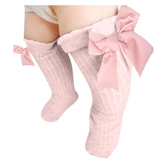 Nuevos niños niños niñas gran arco rodilla alta larga algodón suave encaje bebé calcetines niños/bebés