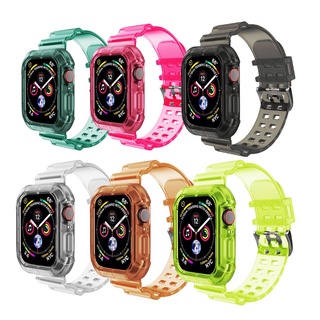 SHOT1 Durable Watch Band 38mm 40mm 42mm 44mm Compatible with Watch Series6/5/4/3/2/1/SE Compatible with Apple Watch Silicone TPU Crystal Clear Adjustable Sport Strap/Multicolor (9)
