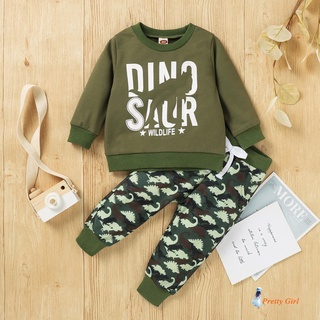 Mell-boys Casual letras y dinosaurio impreso patrón jersey+ pantalones conjunto (3)