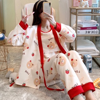 Maternidad mujeres pijamas mujer invierno 9 meses algodón aire 11 traje de tres piezas