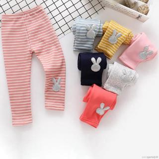 leggings de rayas con patrón de dibujos animados para bebés/niños/pantalones cálidos elásticos