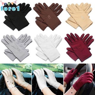 FORE 1 pair Fashion Driving Gloves Embroidered Sunscreen Mittens Sun Protection Gloves Women Cycling Equipment Elastic Outdoor Thin Summer Mitten/Multicolor
