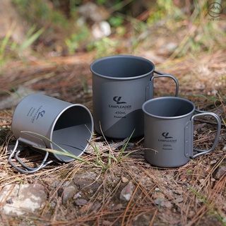 Pathfinder - juego de tazas de agua de titanio ligero (200 ml, 300 ml, 450 ml, taza de té de café, con asas plegables, para exteriores, portátil, Camping, senderismo, mochilero)
