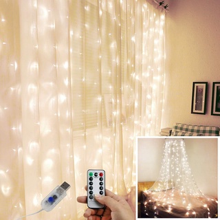 productos más vendidos usb control remoto cortina cascada luz led alambre de cobre cadena de navidad vacaciones decoración atmósfera luces