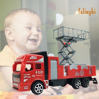 FLB Engineering Vehicle Simulate Simple Operation Plastic Fire Truck Pull Back Car Model for Children (4)