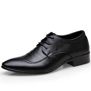 Los hombres Formal puntiagudo del dedo del pie de microfibra zapatos de cuero de negocios cordones zapatos de boda negro (1)