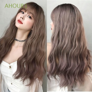Ahour1 pelucas para el cabello rizado degradado degradado marrón De dos colores Resistente al Calor Ondulado largo pelucas/multicolores