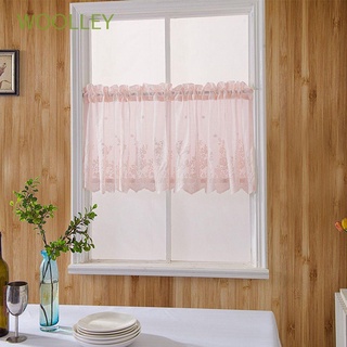 WOOLLEY Jacquard Short Curtains Lace Hem Window Drapes Window Curtain Cafe Bedroom Living Room for Cabinet Door Floral Embroidered Valance Home Decor/Multicolor