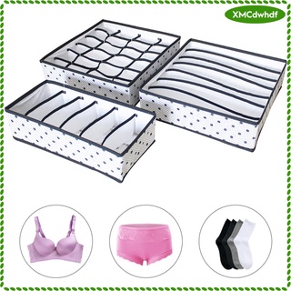 3x Foldable Underwear Drawer Organizer Compartment Box for Bra Socks Ties