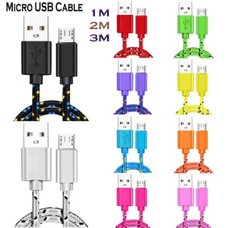 Cable micro USB 1m 2m 3m Nylon trenzado Cable de carga rápida USB Cable cargador para Huawei Xiaomi Samsung