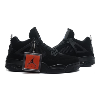 Air Jordans 4 Retro Black Cat Black Black Light Graphite Men Basketball Shoes