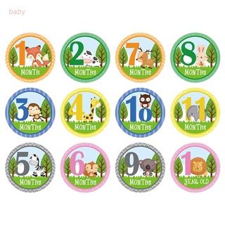 Baobaodian 12 pzs/set De calcomanías De colores De animales De dibujos Animados/mesa De bebé/calcomanía Para mes