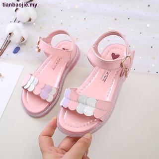 Sandalias de niñas en verano, niños grandes s moda 2021 nueva princesa suela suave antideslizante zapatos de playa, zapatos de bebé niños