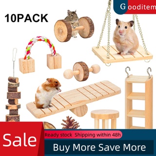 Gooditem Pet Hamster conejos ratas mancuernas monociclo cuidado de dientes masticar ejercicio juguetes Kit (1)