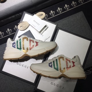[Disponible En Inventario] Gucci Rhyton Con Purpurina Zapatilla De Deporte Zapatos De Cuero Para Mujeres Y Hombres