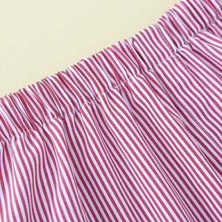 R-r mujeres rojo rayas blusa extensor capas de imitación superior inferior falda de barrido dobladillo falso (8)
