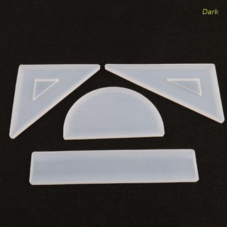 Oscuro 4 formas de silicona regla de resina moldes Kit hecho a mano Straignt regla cuadrada reglas Triangular regla transportador molde arte artesanía